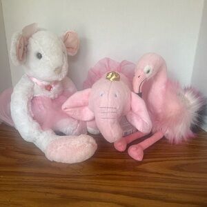 Pink and White Plush Toy Set